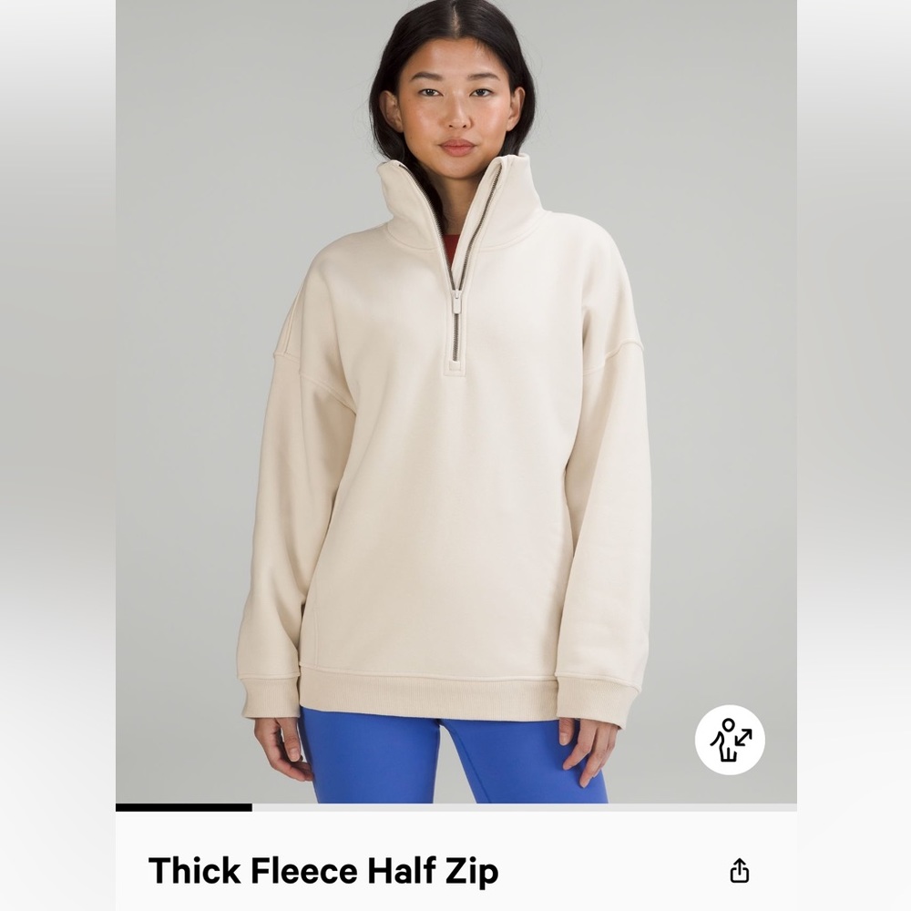 Lululemon Thick Fleece Half Zip NWOT Size M/L white opal